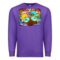 Purple coconut drink with sunglasses Premium Sweatshirt - Jasminsmagicworld