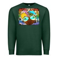 Sports Green coconut drink with sunglasses Premium Sweatshirt - Jasminsmagicworld