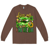Chestnut Kiss me im irish st.patricks day lips st.patricks Long Sleeve Tee - Neo Western