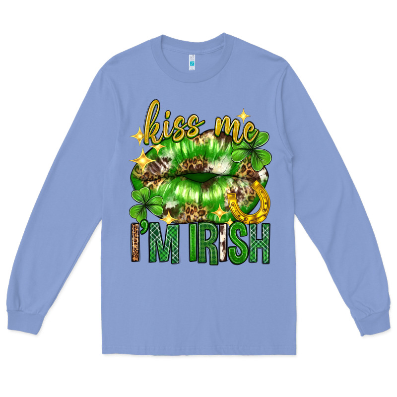 Kiss Me Im Irish St.patricks Day Lips St.patricks Long Sleeve Tee by Neo Western | Teevron