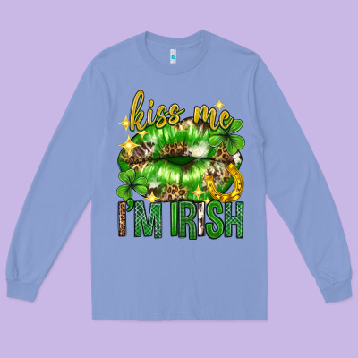 Kiss Me Im Irish St.patricks Day Lips St.patricks Long Sleeve Tee Designed By Neo Western