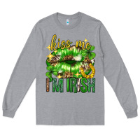Heather Grey Kiss me im irish st.patricks day lips st.patricks Long Sleeve Tee - Neo Western