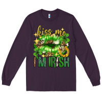 Plum Kiss me im irish st.patricks day lips st.patricks Long Sleeve Tee - Neo Western