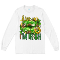 White Kiss me im irish st.patricks day lips st.patricks Long Sleeve Tee - Neo Western