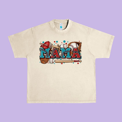 Mama Baseball Urban Heavy Tee Designed By Zillion Design Studio