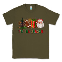 Army Green Tis The Season Christmas With Football And Santa Classic Tee - FaDigitalArtStudio