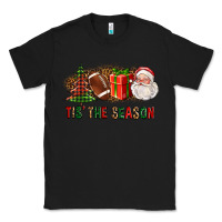 Black Tis The Season Christmas With Football And Santa Classic Tee - FaDigitalArtStudio