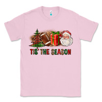Bubblegum Pink Tis The Season Christmas With Football And Santa Classic Tee - FaDigitalArtStudio