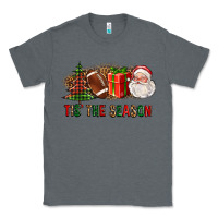 Charcoal Heather Tis The Season Christmas With Football And Santa Classic Tee - FaDigitalArtStudio