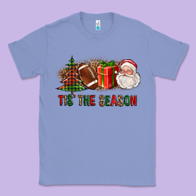 Tis The Season Christmas With Football And Santa Classic Tee Designed By Fadigitalartstudio