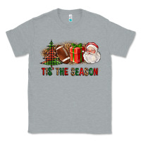 Heather Grey Tis The Season Christmas With Football And Santa Classic Tee - FaDigitalArtStudio