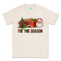 Natural Tis The Season Christmas With Football And Santa Classic Tee - FaDigitalArtStudio