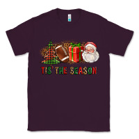 Plum Tis The Season Christmas With Football And Santa Classic Tee - FaDigitalArtStudio