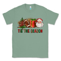 Sage Tis The Season Christmas With Football And Santa Classic Tee - FaDigitalArtStudio