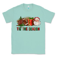 Seafoam Tis The Season Christmas With Football And Santa Classic Tee - FaDigitalArtStudio