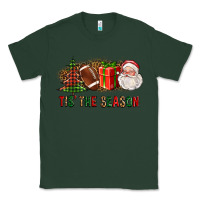 Sports Green Tis The Season Christmas With Football And Santa Classic Tee - FaDigitalArtStudio