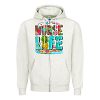 Oatmeal Heather nurse life summer Zipper Hoodie - AdoDesignShop