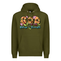 Army Green god is my refuge and strength Premium Hoodie - MaliasSmallBusiness