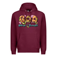 Burgundy god is my refuge and strength Premium Hoodie - MaliasSmallBusiness