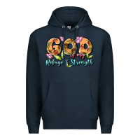 Navy god is my refuge and strength Premium Hoodie - MaliasSmallBusiness