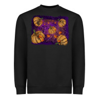 Black Halloween Pumpkin Cobweb Background Heavyweight Sweatshirt - RanaPortraitStore