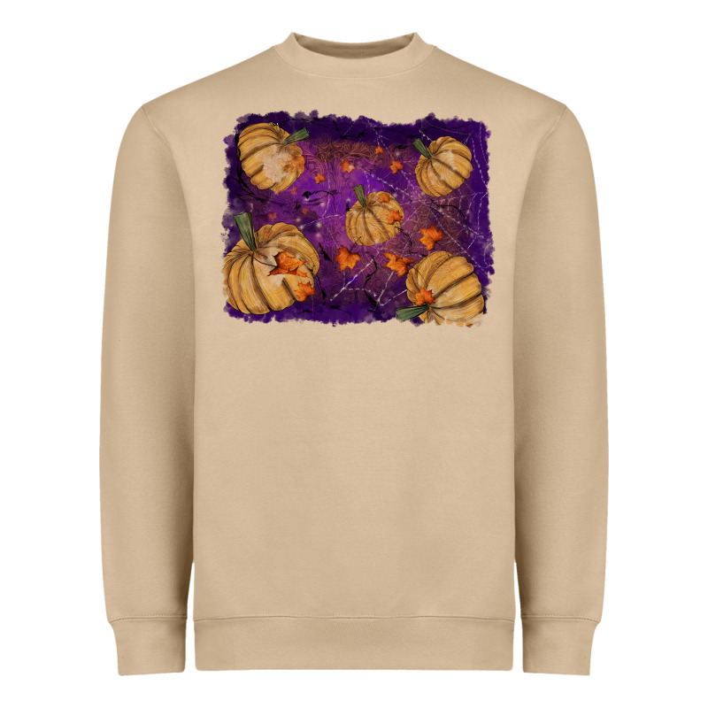 Halloween Pumpkin Cobweb Background Heavyweight Sweatshirt by RanaPortraitStore | Teevron