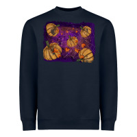 Navy Halloween Pumpkin Cobweb Background Heavyweight Sweatshirt - RanaPortraitStore