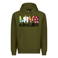 Army Green love dentallife Premium Hoodie - AdoDesignShop