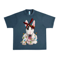 Bull Terrier With Christmas Lights Urban Heavy Tee | Teevron