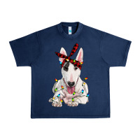 Navy bull terrier with christmas lights Urban Heavy Tee - RanaPortraitStore