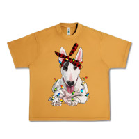 Peanut Butter bull terrier with christmas lights Urban Heavy Tee - RanaPortraitStore