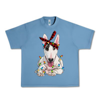 Pebble Blue bull terrier with christmas lights Urban Heavy Tee - RanaPortraitStore