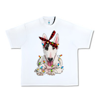 White bull terrier with christmas lights Urban Heavy Tee - RanaPortraitStore