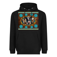 Black western baby cow turquoise gemstones  leopards Heavyweight Hoodie - BarkalooDesign