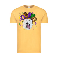 Vintage Mustard mardi gras hat  white shepherd Vintage Tee - RanaPortraitStore