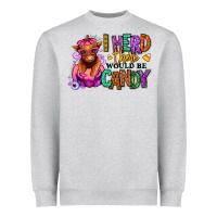 Heather Grey I herd there would be candy Heifer Heavyweight Sweatshirt - RanaPortraitStore