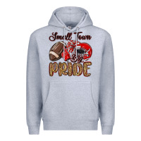 Heather Grey small town big pride red Premium Hoodie - MaliasSmallBusiness