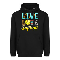 Black live love softball Heavyweight Hoodie - LillyAllenDesigns
