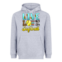Heather Grey live love softball Heavyweight Hoodie - LillyAllenDesigns