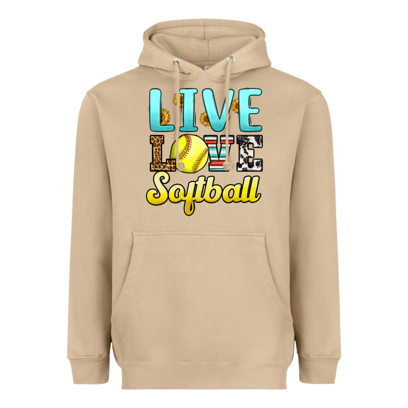 Live Love Softball Heavyweight Hoodie by LillyAllenDesigns | Teevron