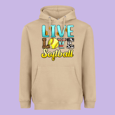 Live Love Softball Heavyweight Hoodie Designed By Lillyallendesigns