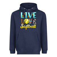 Navy live love softball Heavyweight Hoodie - LillyAllenDesigns