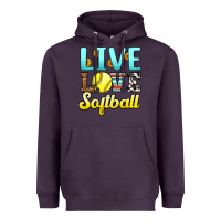 Plum live love softball Heavyweight Hoodie - LillyAllenDesigns
