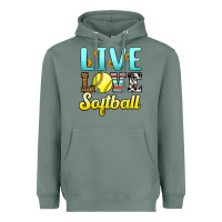 Sage live love softball Heavyweight Hoodie - LillyAllenDesigns