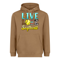 Toasted Coconut live love softball Heavyweight Hoodie - LillyAllenDesigns