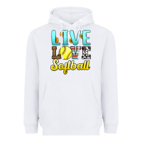 White live love softball Heavyweight Hoodie - LillyAllenDesigns
