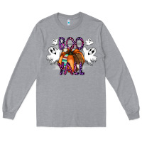 Heather Grey Boo yall Long Sleeve Tee - CowhideDigitalArt