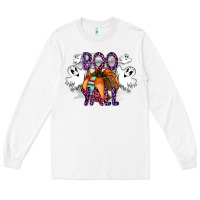 White Boo yall Long Sleeve Tee - CowhideDigitalArt