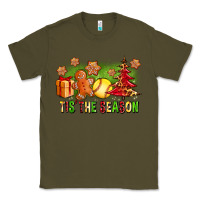 Army Green Tis The Season Christmas With Softball And Gingerbread Man Classic Tee - FaDigitalArtStudio