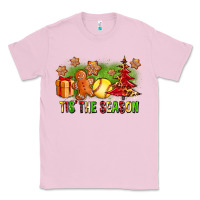 Bubblegum Pink Tis The Season Christmas With Softball And Gingerbread Man Classic Tee - FaDigitalArtStudio